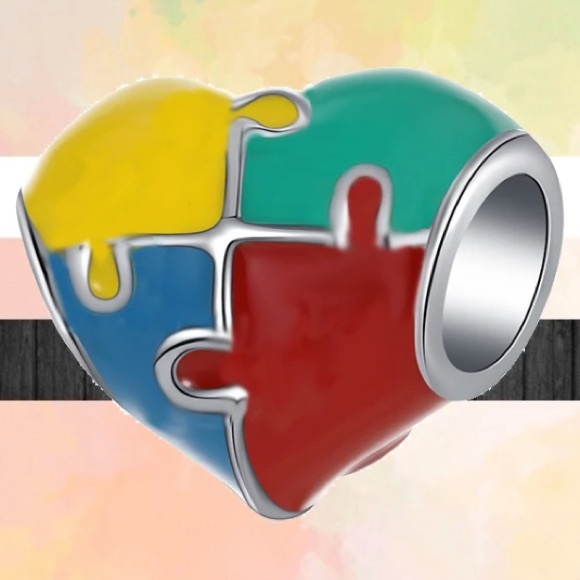❤️💙💜💛💚🧡SILVER HEART JIGSAW PUZZLE CHARM FOR AUTISM AWARENESS🧡💚💛💜💙❤️ - Picture 5 of 9